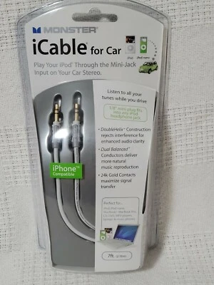 Monster iCable For Car 1/8" Mini Plug 7 ft for iPod, iPhone, Mp3 - Image 1 of 2