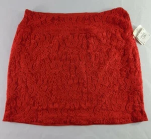 Mac + Jac Mini Skirt Ladies Size Medium Double Layered Lace Outer Red NWT  - Picture 1 of 8