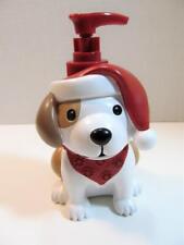 Novelty Bath CHRISTMAS Lotion Dispenser FAMILY PUPPY in a Red Santa Stocking Cap