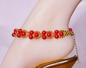 Pulseras al tobillo con cuentas hechas a mano regalo hombres mujeres damas joyería - AB104 - Imagen 1 de 8