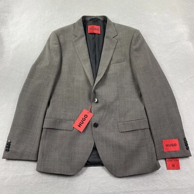 Jaqueta Hugo Boss Masculina 38R Cinza 2 Botões Performance Super Flex Mistura de Lã - Imagem 1 de 4