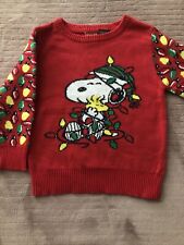 Peanuts Snoopy Baby Toddler Unisex Boys/Girls Ugly Christmas Sweater 12M Red