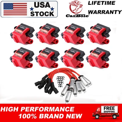 UF271 Square Ignition Coil & Spark Plug Wire For CHEVROLET MONTE CARLO 4.8L 5.3L - Image 1 of 4