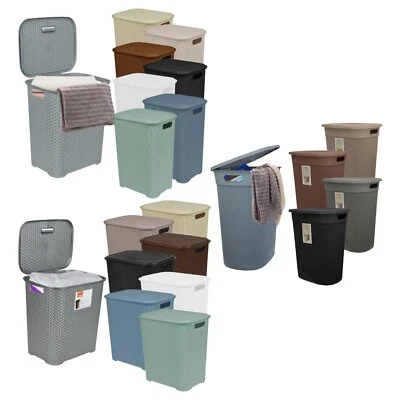 45L / 65L PLASTIC Laundry Basket with Lid Washing Clothes Storage Hamper Bin - Image 1 of 4