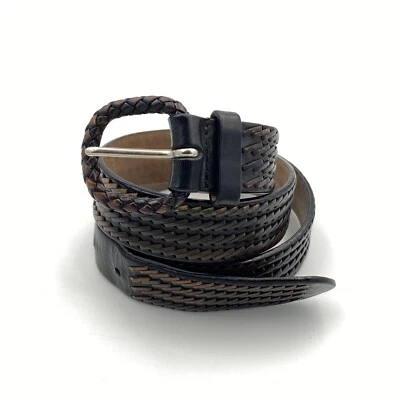 Talbots Braided Leather Belt Black & Brown Womens Size M Adjustable - Image 1 of 4