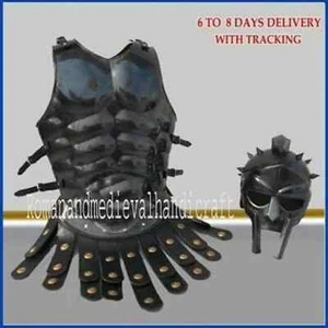 Medieval Muscle Jacket Roman Gladiator Helmet Armor Costume Spartan Maximus - Picture 1 of 2