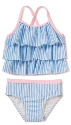 Nuevo Traje de Baño Bikini 2 Piezas Rayas Náuticas Bebé Niñas Talla 3-6mos Foto 1 de 3
