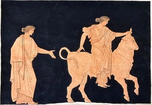 Antike Radierung Kunst um 1800 antik griechisch Zeus Stier Mythologie Göttin Stier 23x19 - Bild 1 von 7