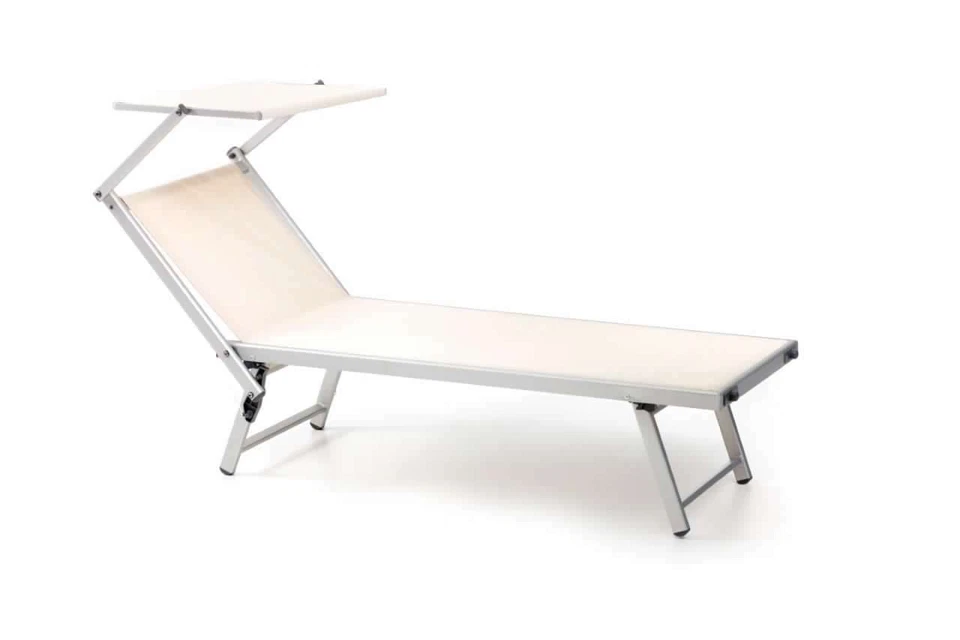 Lettino ecru in alluminio da spiaggia mare prendisole mod. beach telo 1000gr - Immagine 1 di 1
