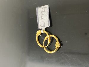 22k Solid Gold Ladies Designer Diamond Cut Ball Hoop Earrings E7729