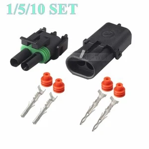2 Polig Delphi Wasserdicht Wetterpaket Steckverbinder Buchse Stecker Sets Neu - Picture 1 of 4