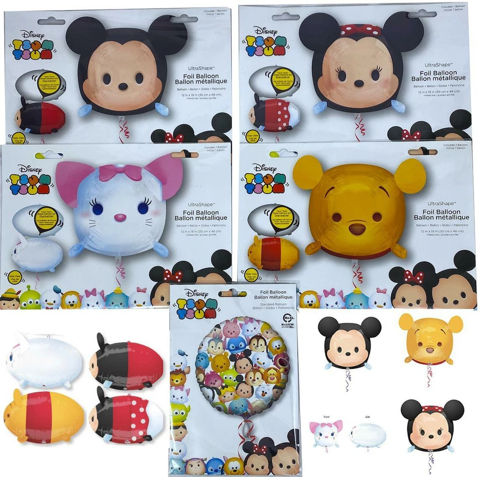 Globos ultra de aluminio Disney TSUM TSUM Mickey Minnie Mouse Winnie the Pooh Marie Foto 1 de 4