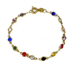 18 Karat Gold natürliche brasilianische Edelsteine Kinderarmband 5 Zoll - Bild 1 von 13