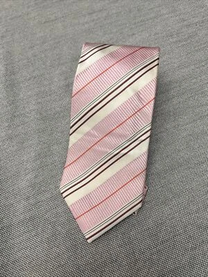 Hugo Boss Rep Tie Silk Pink Made In Italy Striped - Imagem 1 de 4