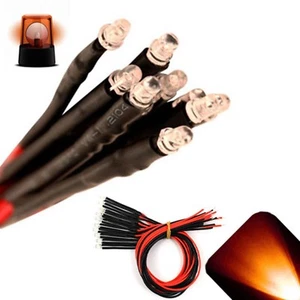 20 x LED estroboscópico parpadeante parpadeante naranja ámbar precableado 12v 3mm 12 voltios - Imagen 1 de 2