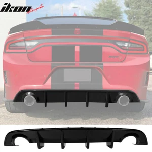 Fits 15-23 Dodge Charger SRT OE Style Rear Bumper Lip Diffuser Gloss Black PP - Picture 1 of 9