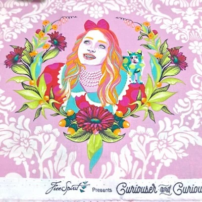 Curiouser & Curiouser Alice in Wonderland 36" X 44" Quilters Cotton Tula Pink - Image 1 of 4