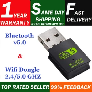 USB WiFi Dongle + Bluetooth 5.0 Adapter 2 IN 1 works on Windows 7,8,10 - Picture 1 of 8