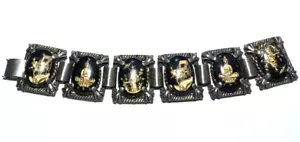 Vintage Bracelet Asian Scenic Panel Revival Repair For Parts Intaglio Glass 11 - Picture 1 of 7