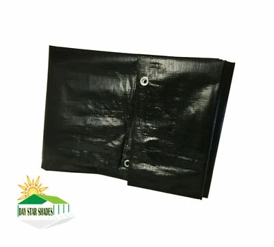 DAY STAR SHADES EXTRA Heavy Duty 14 mil Black Tarp 3 Ply Coated Reinforced Canopy 6 oz 3 Layer