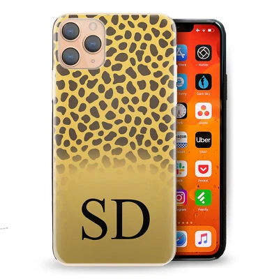 Personalised Initial Phone Case;Yellow Cheetah Spot Hard Cover with Name - Image 1 of 4
