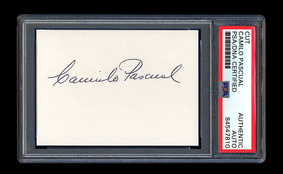 CAMILO PASCUAL SIGNED MINT CUT PSA/DNA AUTOGRAPHED 5 TIME ALL STAR TWINS HOF - Image 1 of 1