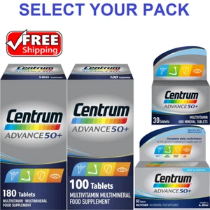 Centrum Advance 50 Plus Multivitamins & Minerals Tablet 30-60-100-180 Tablets UK - Picture 1 of 72