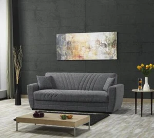 Funktionssofa 3-Sitzer Schlafsofa mit Bettkasten 225 cm breit Grau ALANYA - Bild 1 von 4
