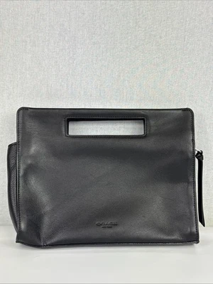 Bolso de mano Coach de cuero negro con canasta sin asas superposición de guijarros usado Foto 1 de 4