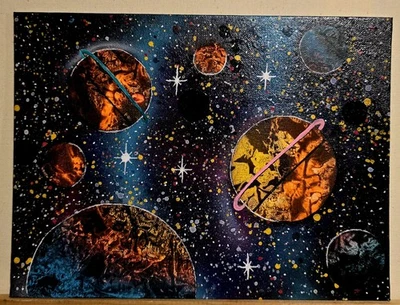 9" X 12" Original Painting Bright Stars From Afar - Image 1 of 2