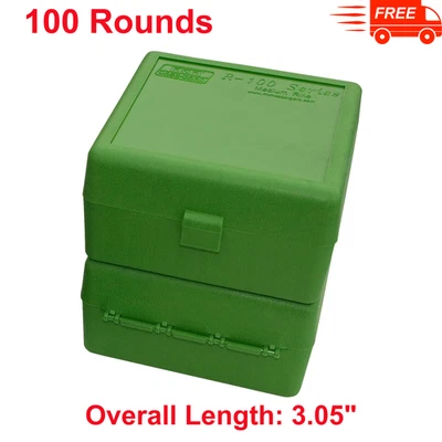 100 круглых откидных коробок для боеприпасов винтовки 22-250, 308 Win, 243, защелкивающаяся конструкция - Изображение 1 из 4