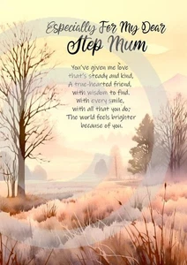 NEUES DESIGN Happy Birthday Stiefmutter. Like A Mum To Me. Geburtstagskarte A5 Größe - Bild 1 von 4