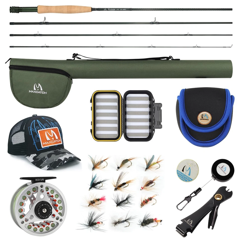 MaxCatch Extreme Fly Fishing Combo Kit 8 Weight Rod and Reel Outfit Combos Goods