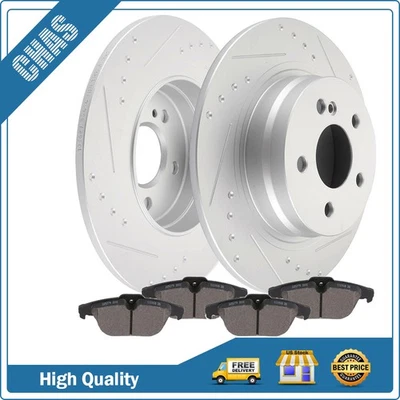 Rotores de freno traseros perforados discos pastillas de freno para Mercedes-Benz C250 2008 2009-2015 Foto 1 de 4