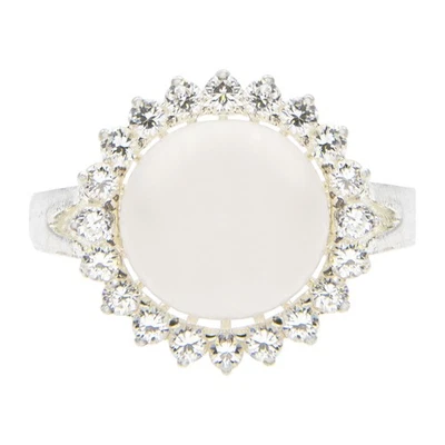 Серебро культивированный жемчуг кубический цирконий Halo комплект кольцо, размер 9 - Изображение 1 из 4