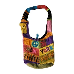 Hobo Happy Hippie Crossbody Shoulder Bag Colorful Patchwork-New Without Tags - Picture 1 of 4