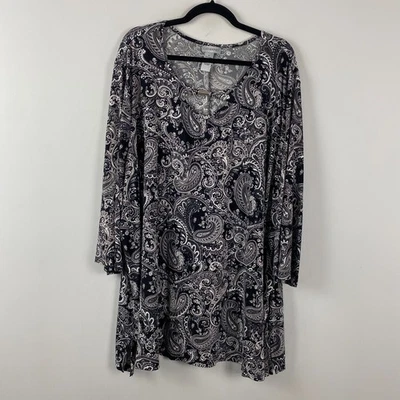 Camisa túnica Catherines talla 4X negra blanca cachemira elástica herrajes detalle cuello Foto 1 de 4