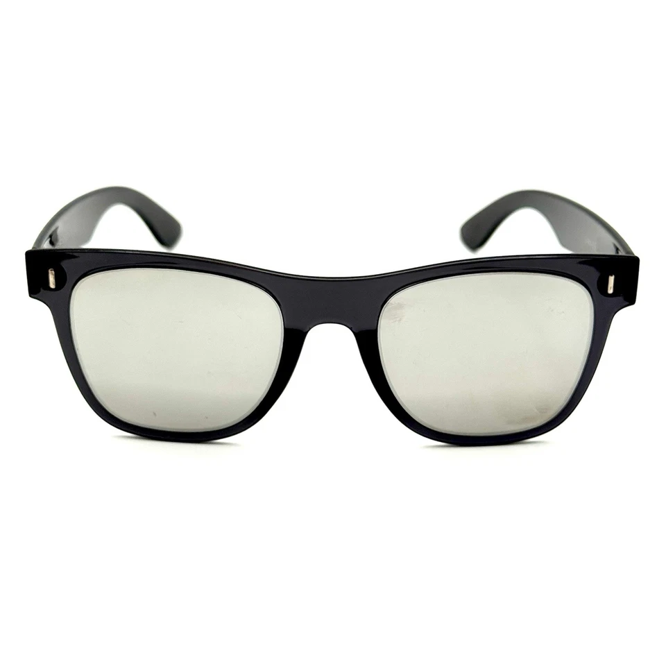 Gafas de sol de diseñador Biohazard marco de moda negro y lentes cromadas espejadas estilo Foto 1 de 4