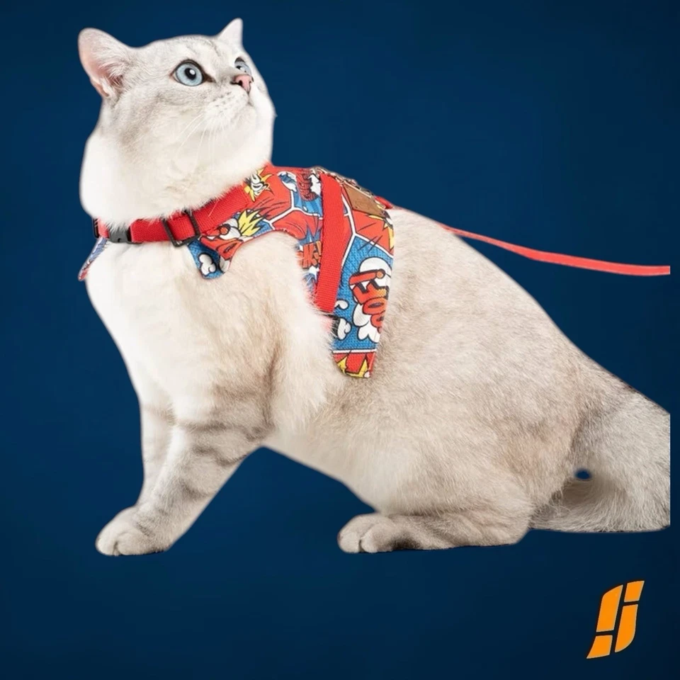 PATIPATRON 猫背带和皮带套装猫防逃可调节尺寸 M — 第 1/1 张图片