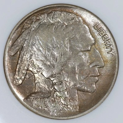 1916 Buffalo Nickel - ANACS AU Details - Old Soapbox Holder - Toned Net EF40 - Image 1 of 4
