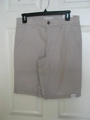 NUEVO CON ETIQUETAS Sonoma Niños Jóvenes Talla 16 Frente Plano Sarga Pantalones Cortos Cintura Ajustable Ropa Flexible Foto 1 de 4