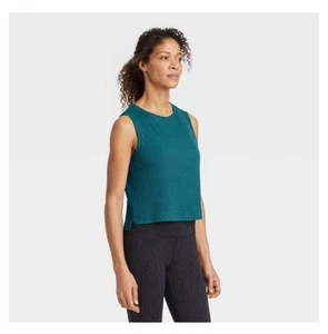 Women's Active Cropped Tank Top - All in Motion Navy Blue L - Picture 1 of 1
