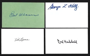 Lot of 4 Autographed HOF 3 x 5 Index Cards – Weaver, Lyons, Hubbell, Kelly - Picture 1 of 5