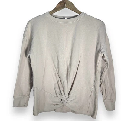 Sudadera para mujer Joie rosa claro torcida frontal mezcla de algodón cuello redondo talla M Foto 1 de 4