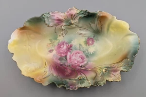 ANTIGUO RS PRUSSIA CLAVEL MOLDE PEQUEÑO CUENCO OVALADO BANDEJA ROSAS - Imagen 1 de 11