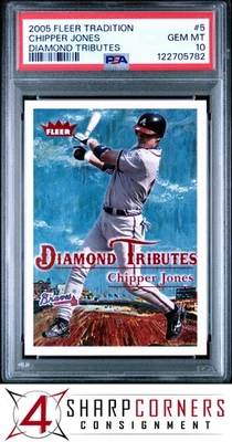 2005 FLEER TRADITION DIAMOND TRIBUTES #5 CHIPPER JONES HOF PSA 10 - image 1 of 3