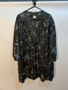 Poetry linen black and blue floral print mini shirt dress Size Uk 20 - Picture 1 of 11