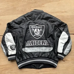 Vintage 90's Oakland Raiders NFL G-III Carl Banks Full Zip Leather Jacket Size X - Imagen 1 de 17