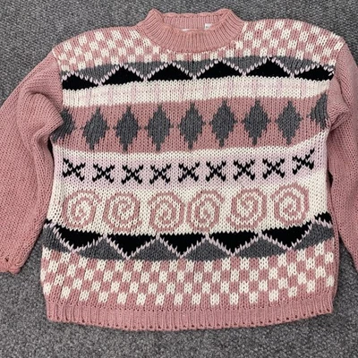 Винтажный женский свитер Maggie Lawrence большой вязаный пуловер с геометрическим узором 90-е - Изображение 1 из 4
