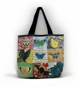 VINTAGE 1990 Tote Bag Butterflies “THE TOY WORKS” Small Canvas Handbag Rare USA - Picture 1 of 18